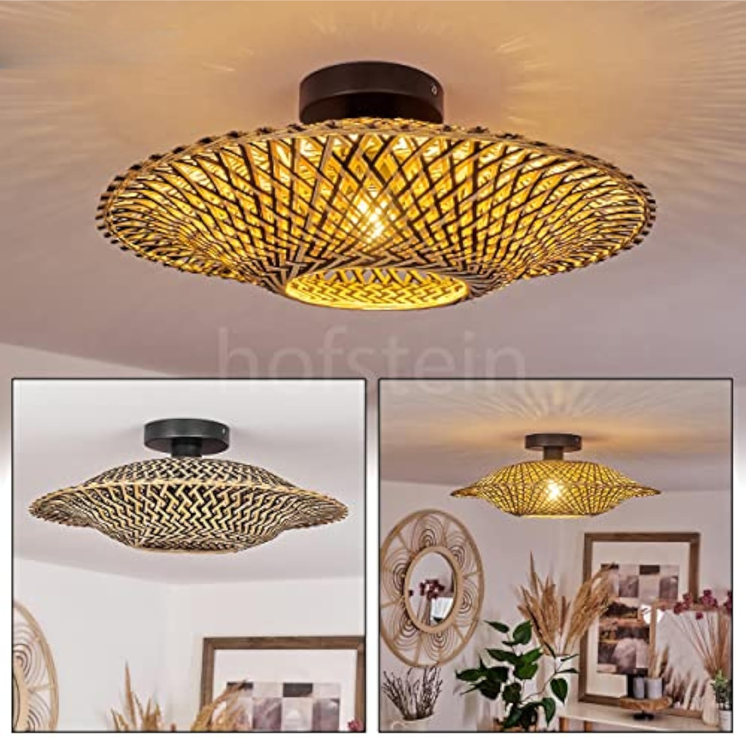 Bamboo Radiance Handwoven LED Ceiling Light