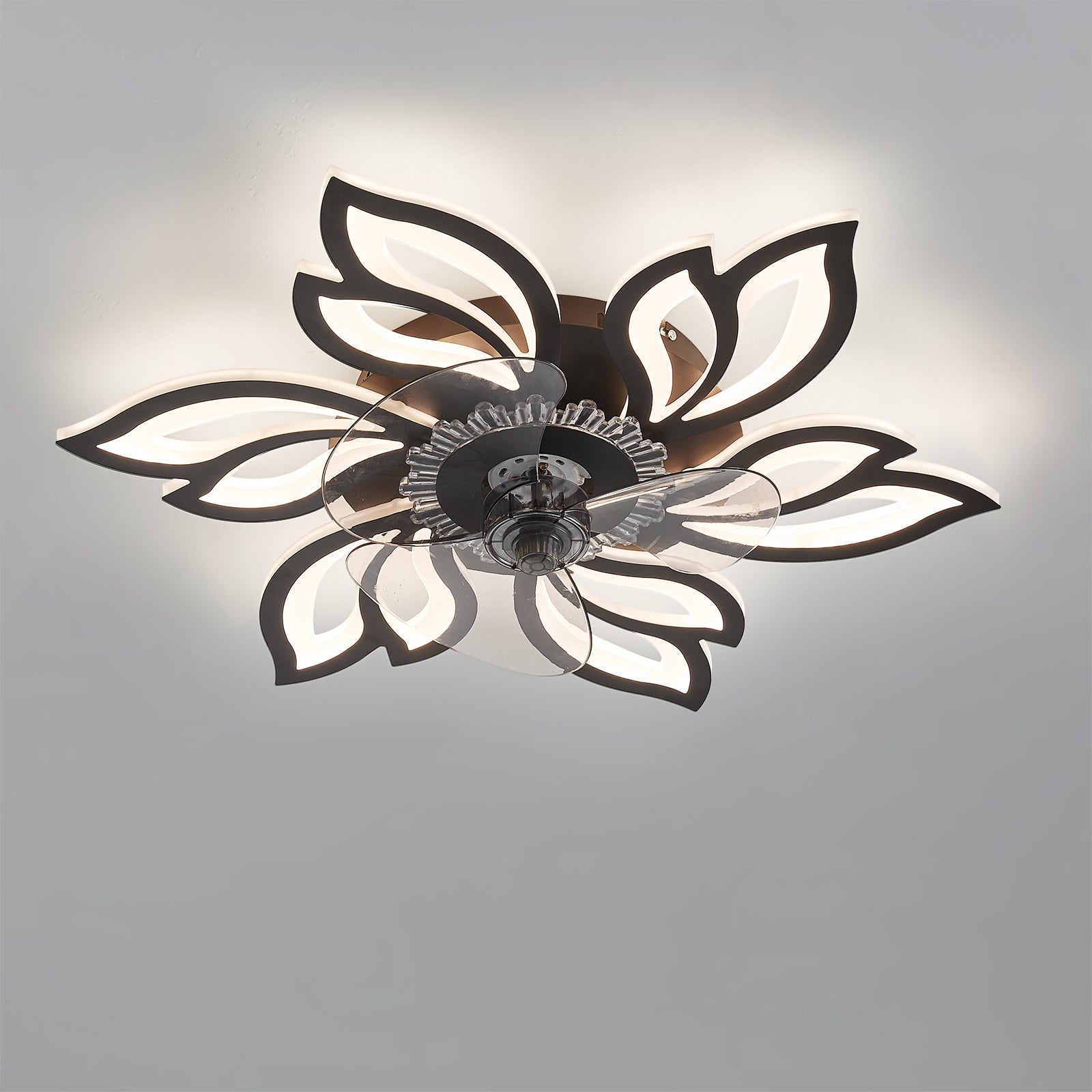 Modern Flower Shaped Ceiling Fan with Light and Remote Control