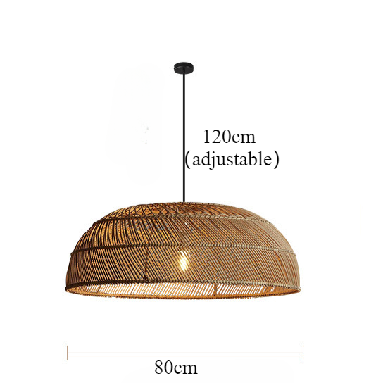 Handcrafted Rattan LED Lid-Shaped Pendant Light