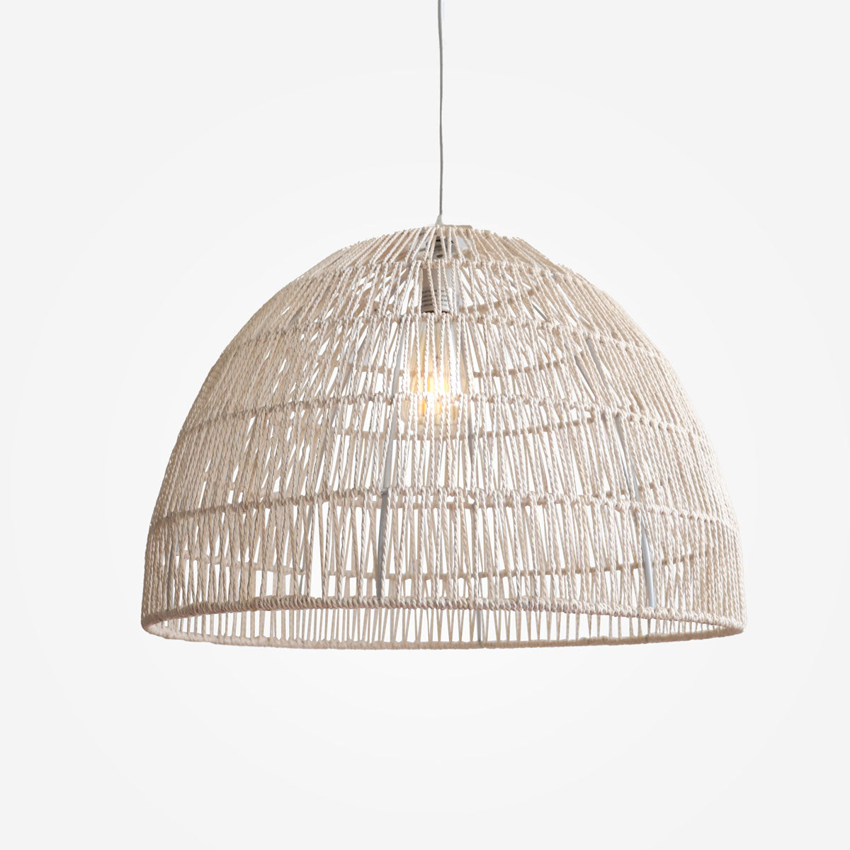 Handwoven Paper Rope Dome Pendant Light with Iron Frame