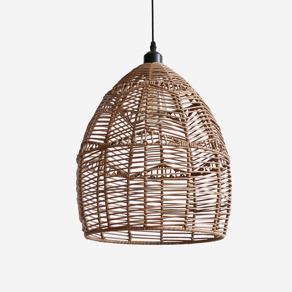 Bohemian Woven Rattan and Iron Pendant Light for Living Spaces