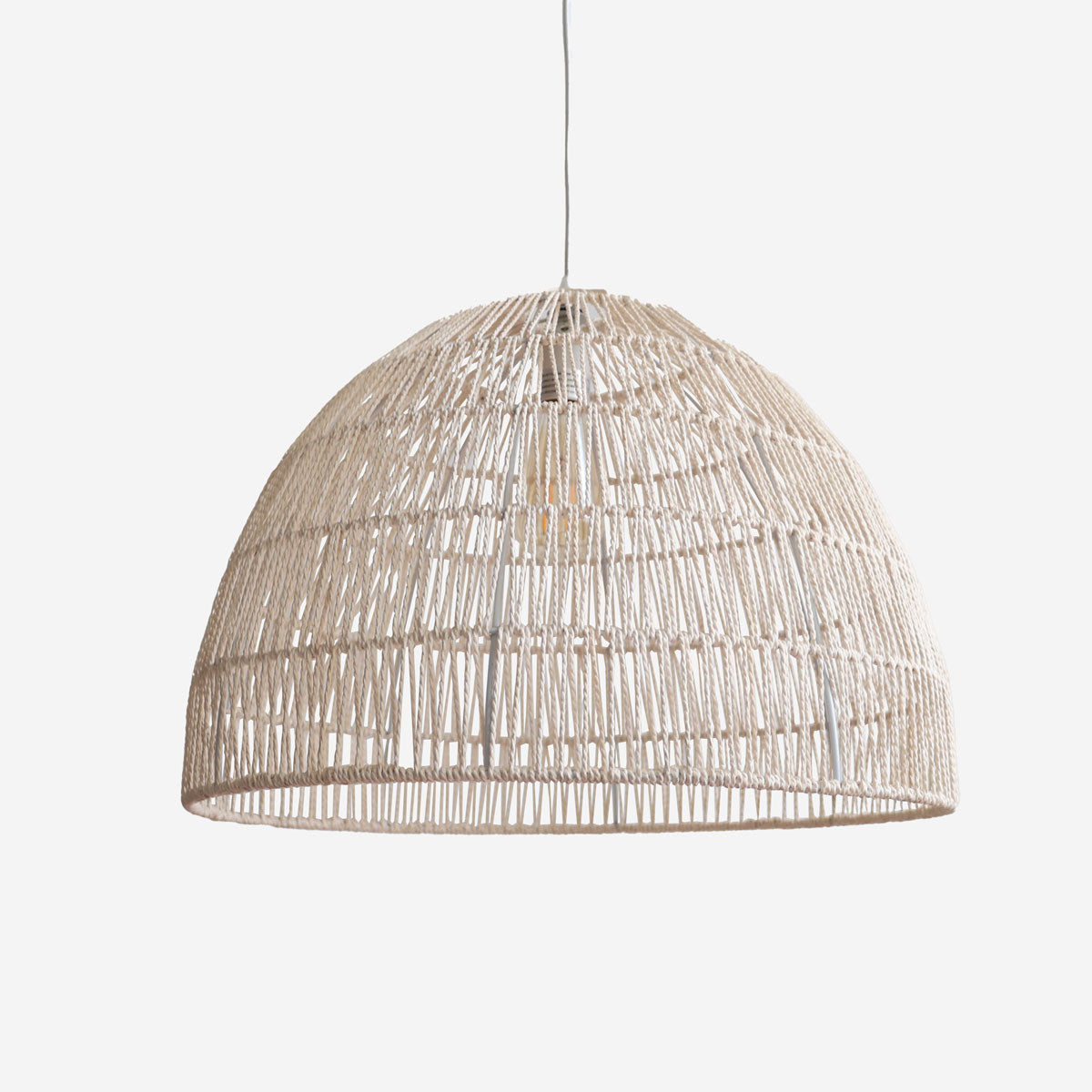 Handwoven Paper Rope Dome Pendant Light with Iron Frame