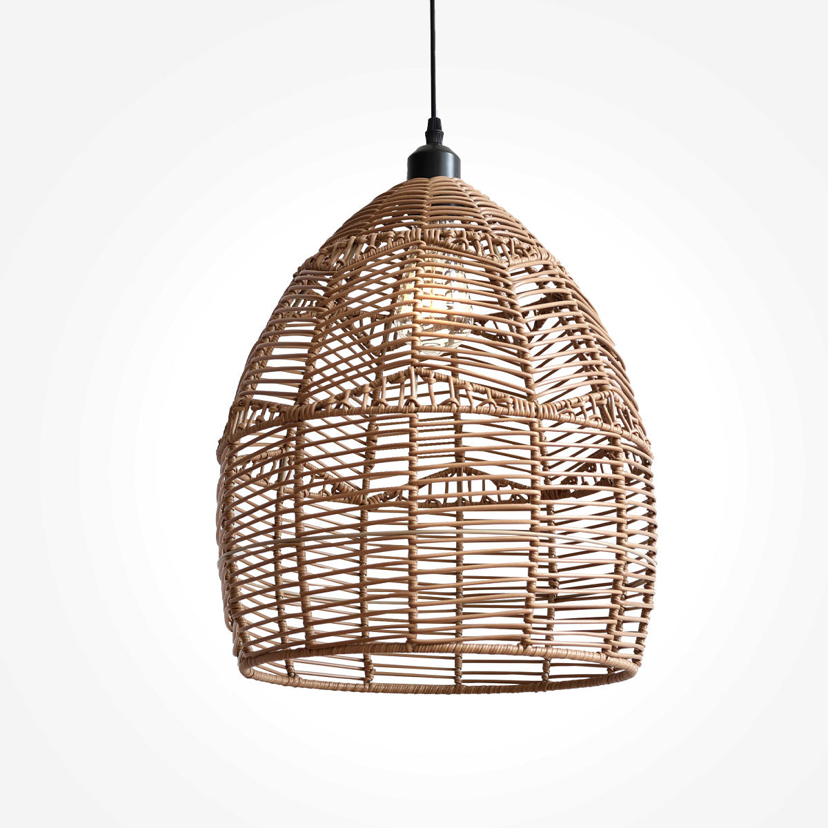 Bohemian Woven Rattan and Iron Pendant Light for Living Spaces