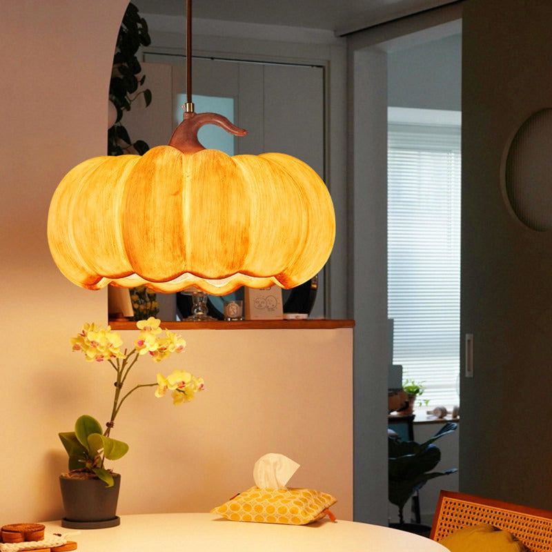 LED Pumpkin Resin Pendant Light