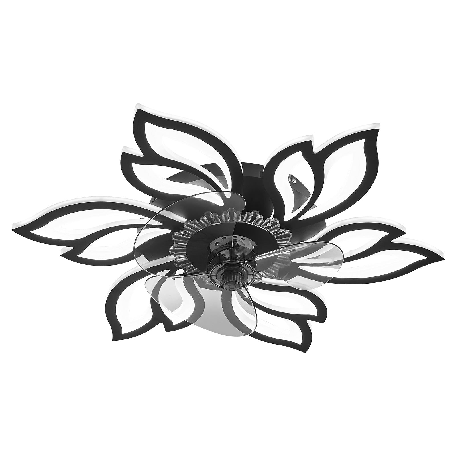 Modern Flower Shaped Ceiling Fan with Light and Remote Control