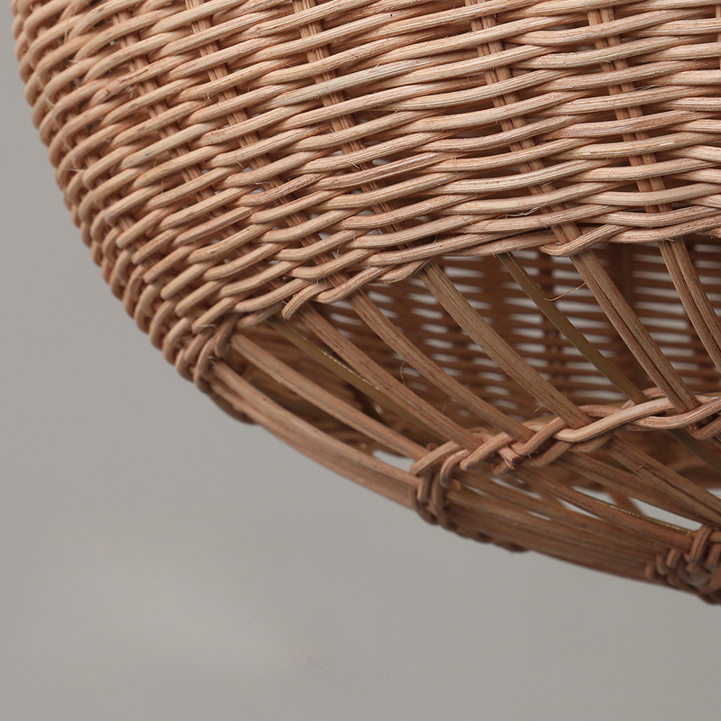 Handcrafted Rattan Pendant Light in Flat Round Basket Shape