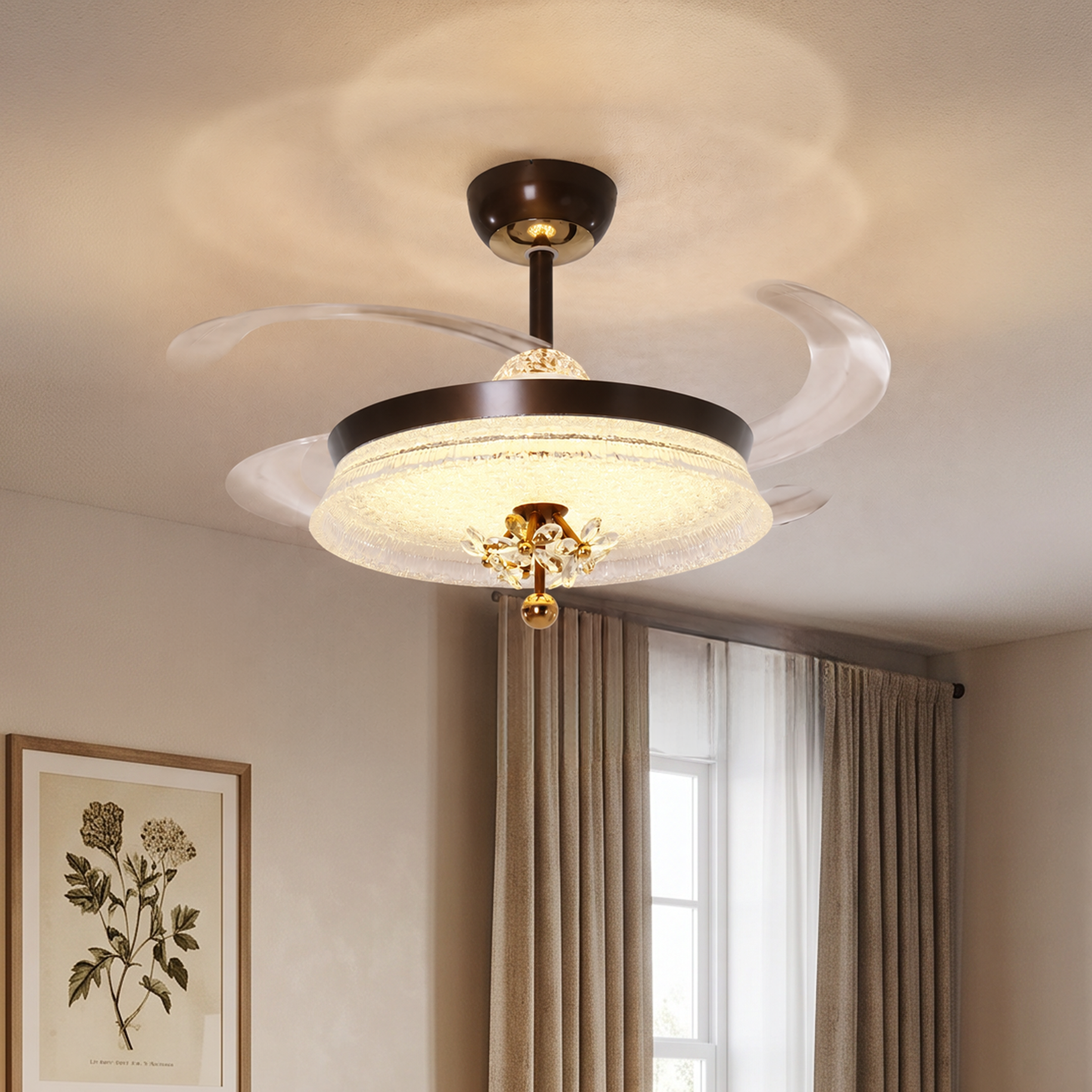 36 Inch Ceiling Fan with Dimmable LED Light and Timer
