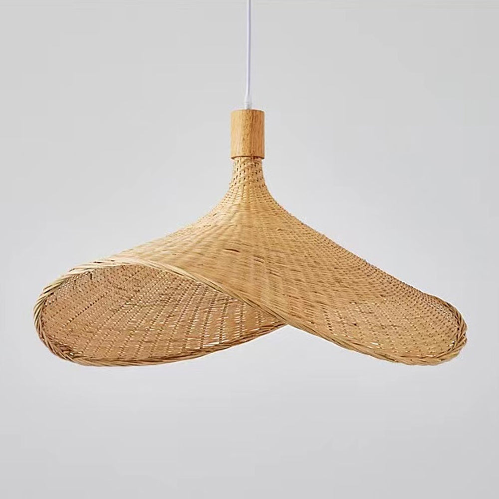 Vintage Straw Hat Rattan Woven Pendant Light for Living Room