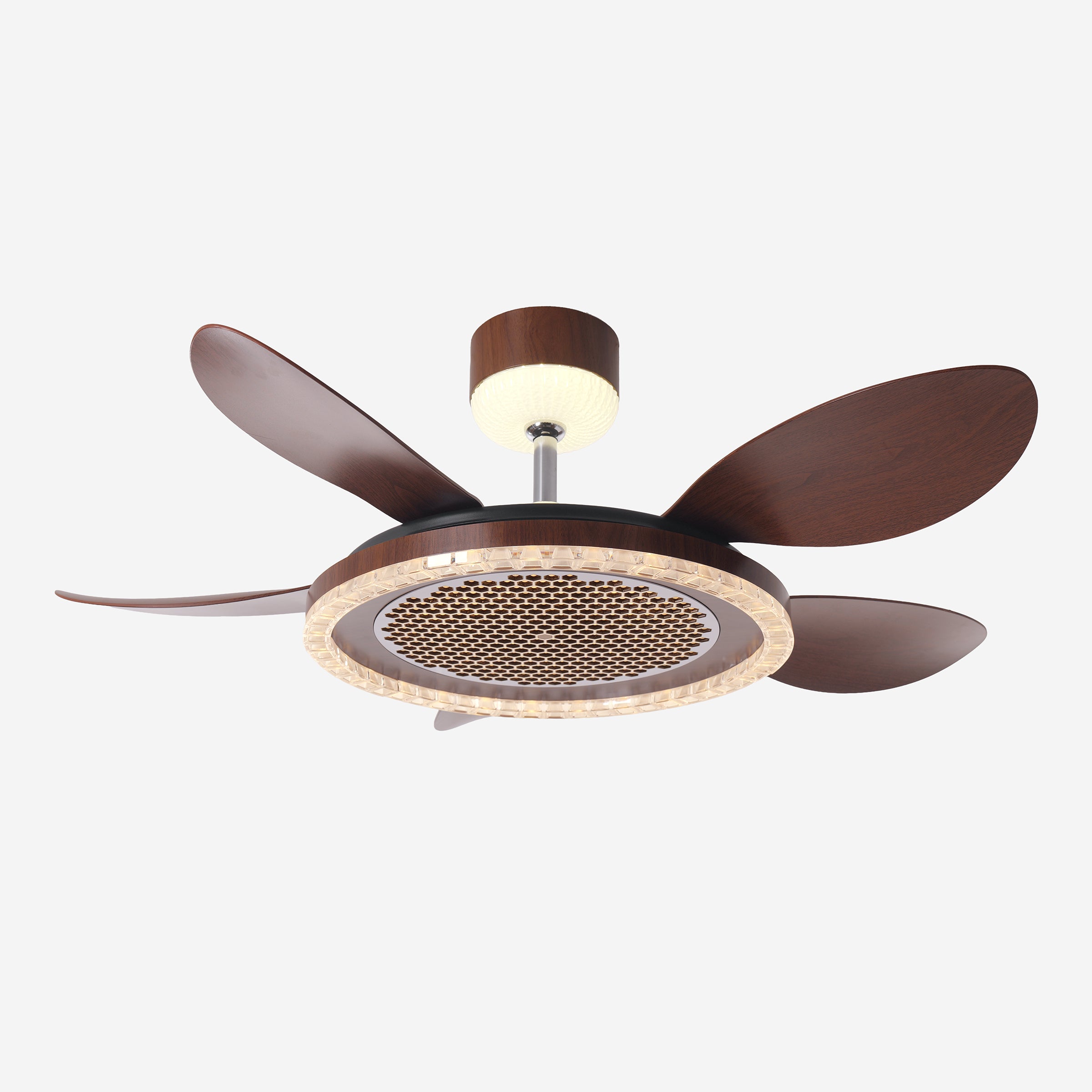 Walnut 48 Inch Reversible LED Ceiling Fan Light with Remote