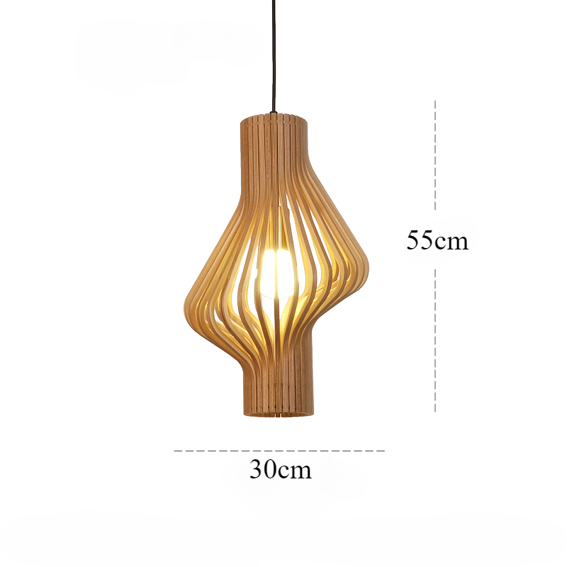 Gyro-Shaped LED Wood Art Pendant Light