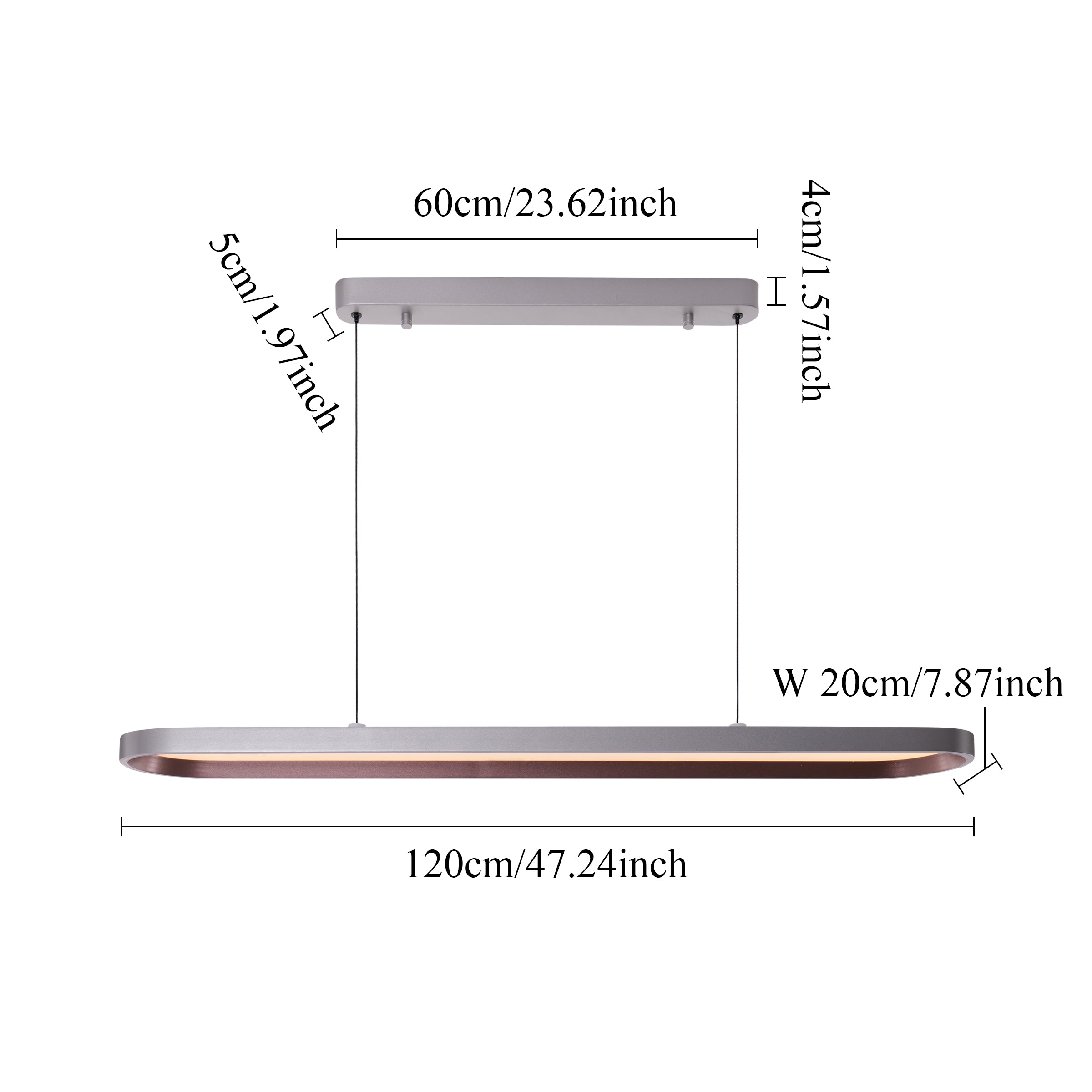 Contemporary Gray-Brown Elliptical Dimmable Pendant Light