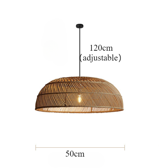 Handcrafted Rattan LED Lid-Shaped Pendant Light