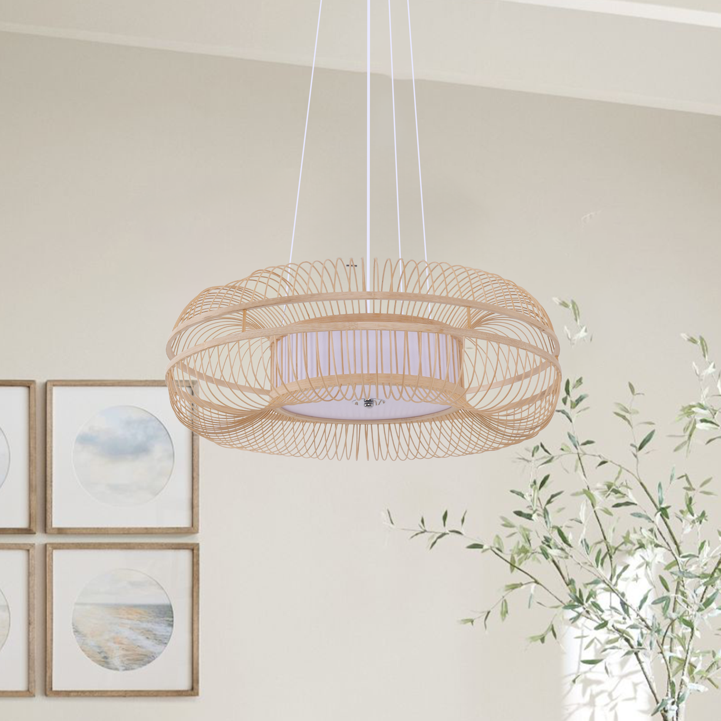 Minimalist Bamboo Pendant Light - Living Room Ceiling Lamp