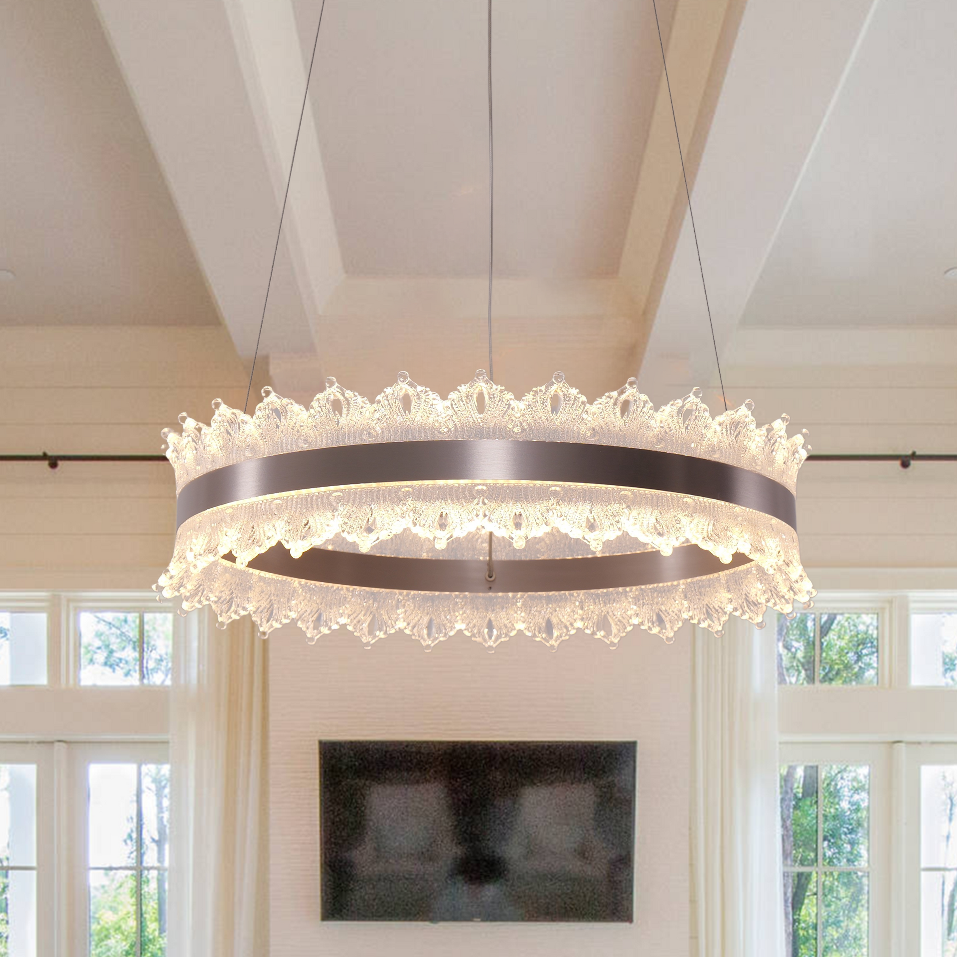 Arvia Modern Simple Dimmable Metal Ring Shaped Hanging Pendant Light