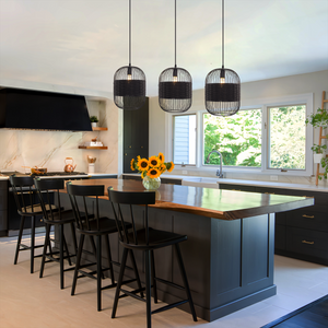 Close-up detail of Glyph-Industrial Black Pendant Light for Kitchen & Dining Room pendant