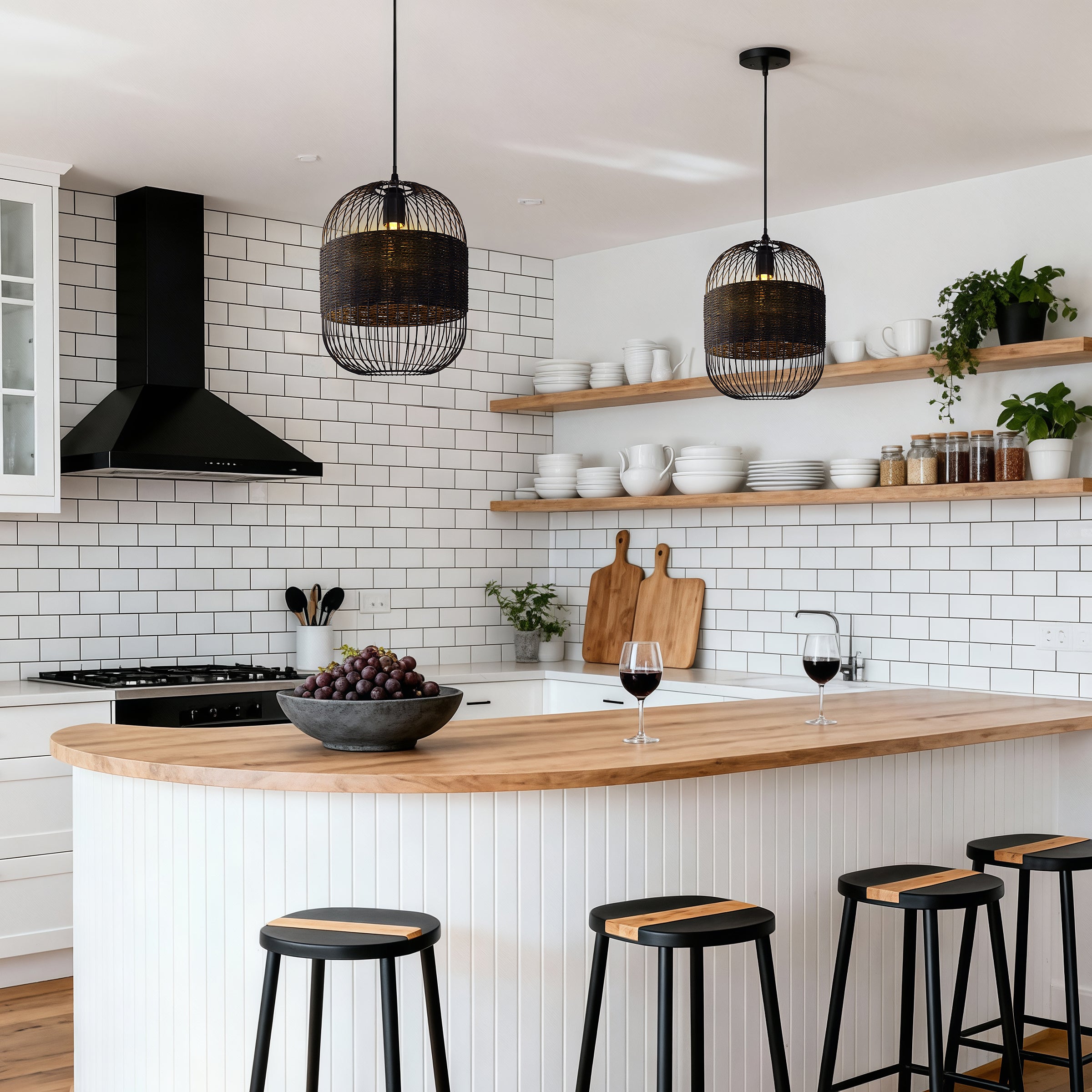 Glyph-Industrial Black Pendant Light for Kitchen & Dining Room pendant light in a kitchen island
