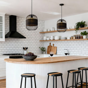 Glyph-Industrial Black Pendant Light for Kitchen & Dining Room pendant light in a kitchen island
