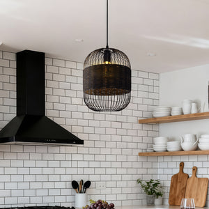 Glyph-Industrial Black Pendant Light for Kitchen & Dining Room pendant light in a kitchen island