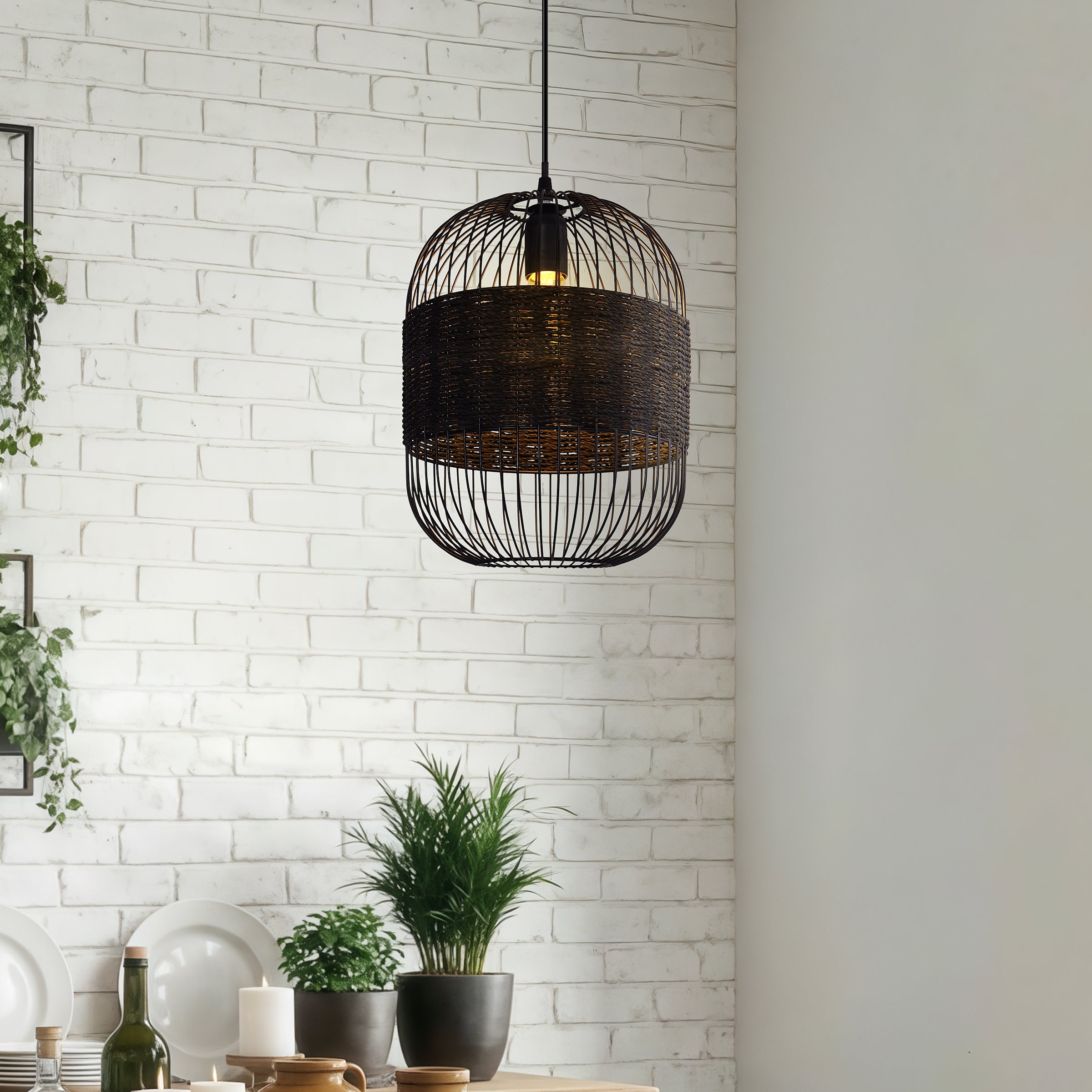 Glyph-Industrial Black Pendant Light for Kitchen & Dining Room pendant light in a kitchen island