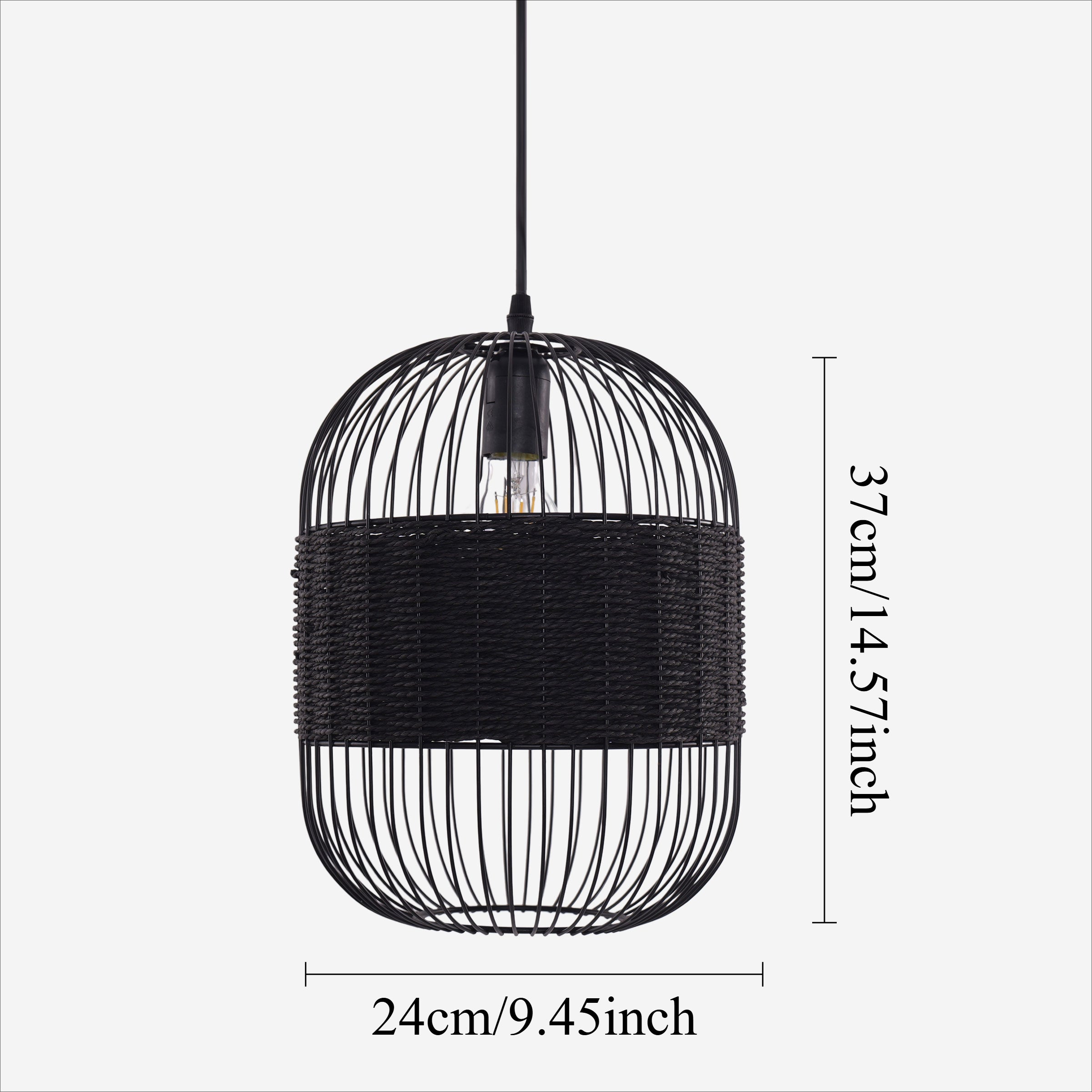 Size chart for Glyph-Industrial Black Pendant Light for Kitchen & Dining Room pendant