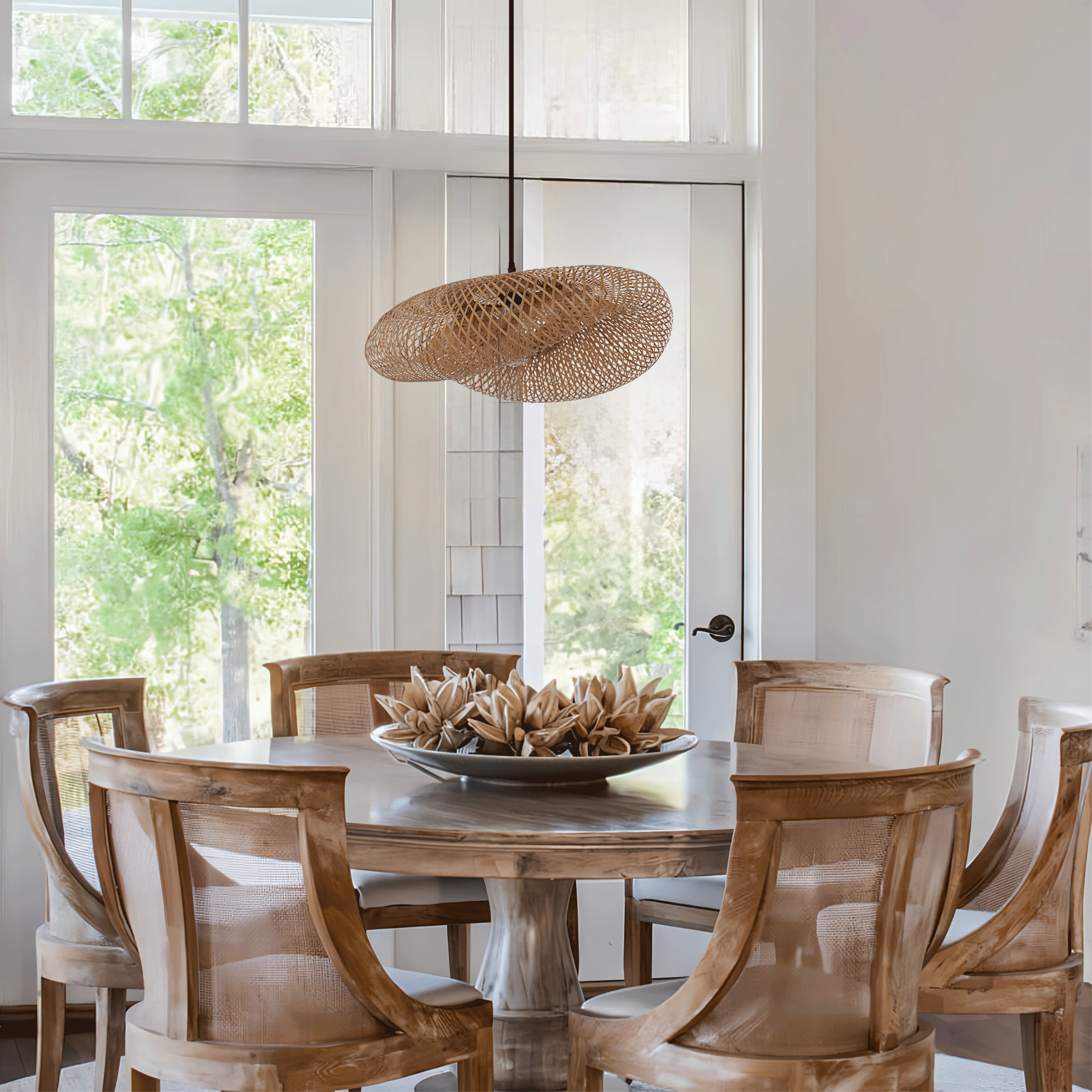 Handmade Bamboo Pendant Light Woven Ceiling Light for Dining Room & pendant light in a dining room