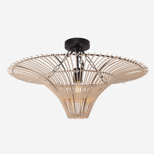 Handwoven Flying Saucer Rattan Pendant Light for Dining Room & Living pendant light on white