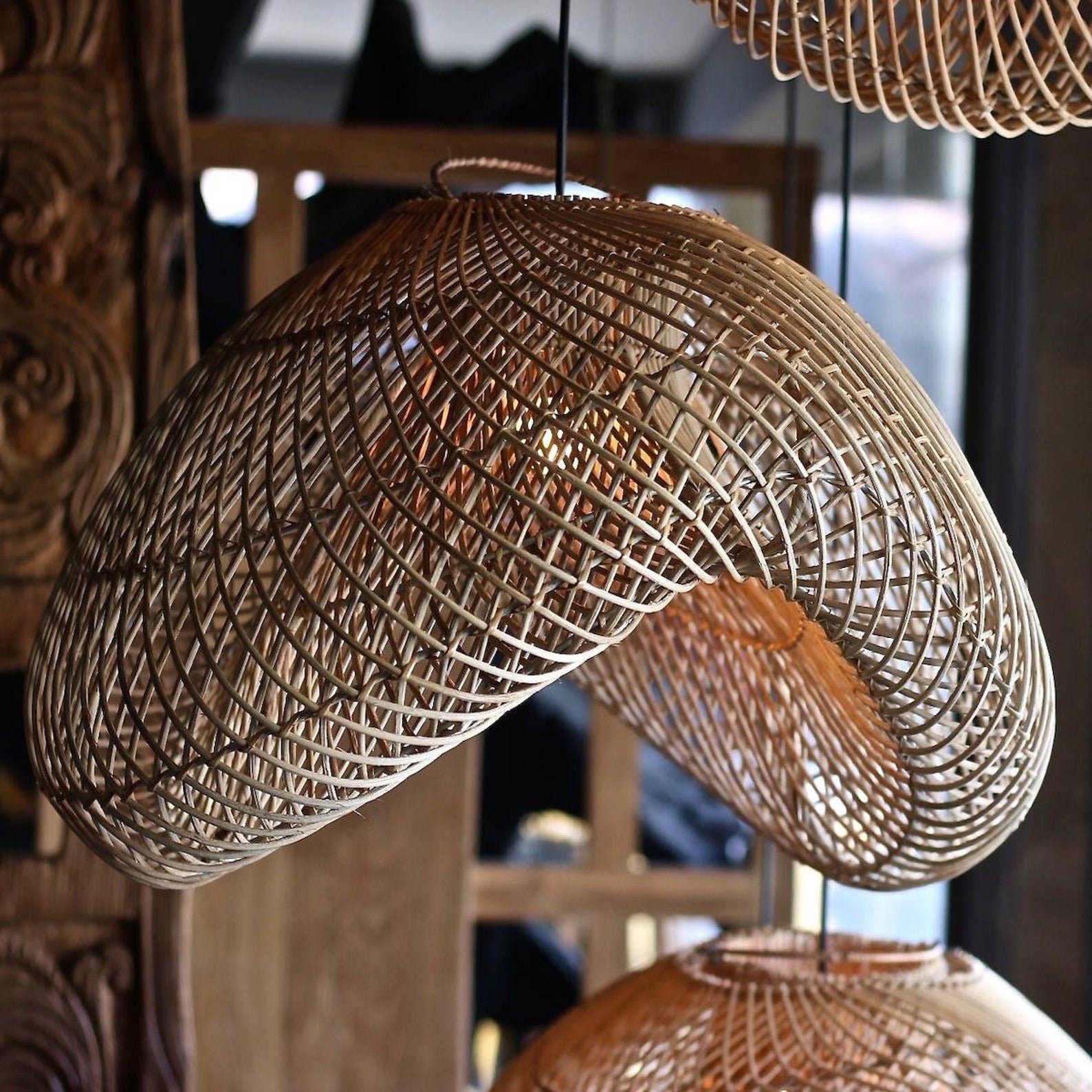 Elegant Handcrafted Rattan Pendant Light LED Light Fixture