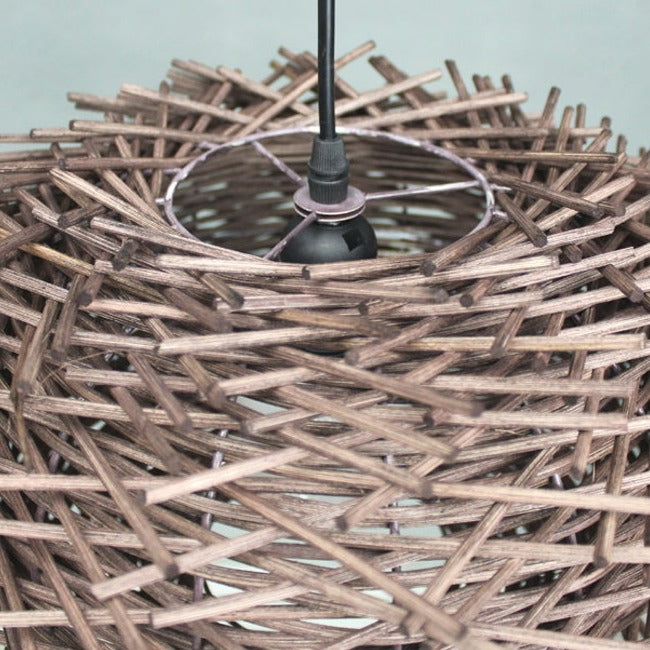 Coffee-Colored Bamboo Art Bird's Nest Spiral Pendant Light