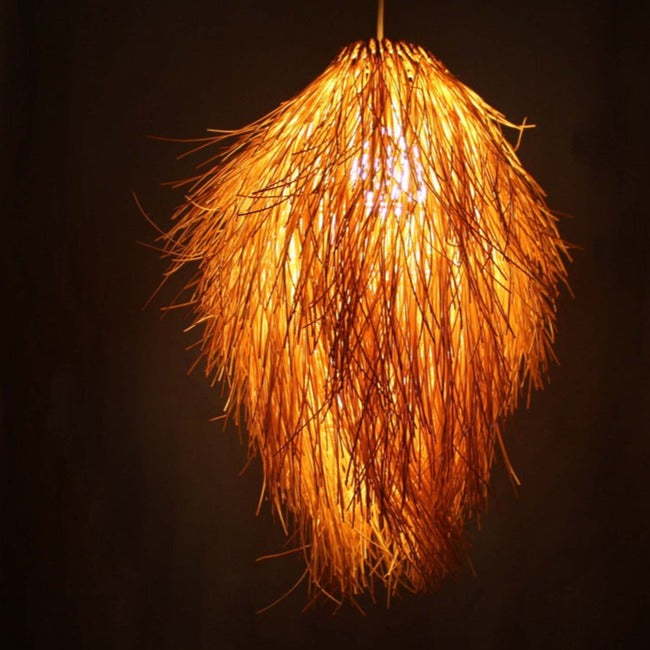 Handcrafted Grass Vine Pinecone LED Pendant Light