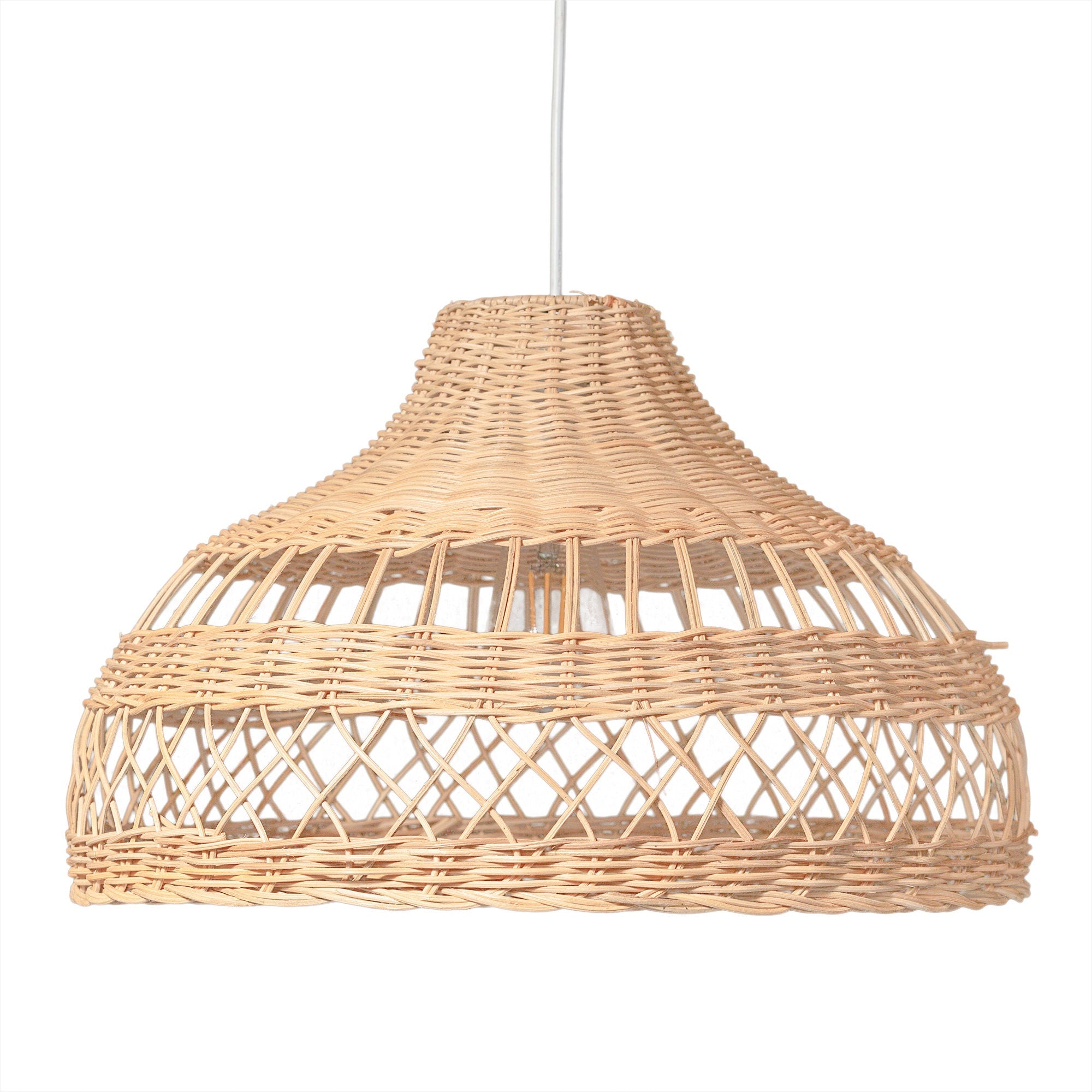 Handwoven Rattan Woven Pendant Light Retro Country Lamp Fixture