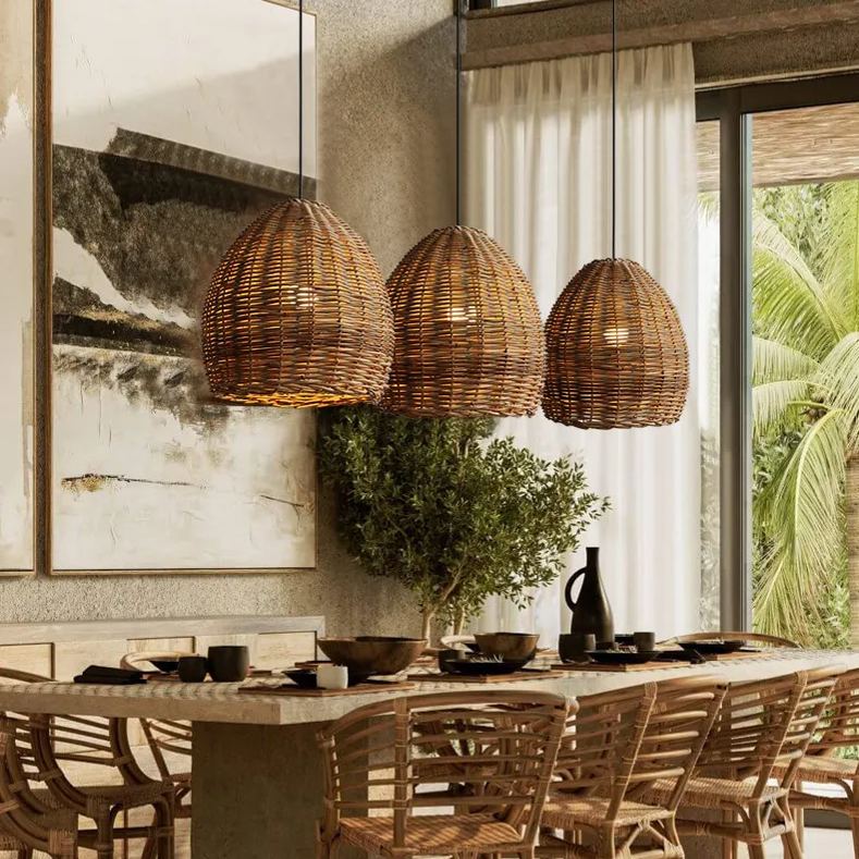 Earthy Elegance LED Handwoven Rustic Pendant Light