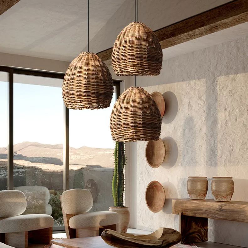 Earthy Elegance LED Handwoven Rustic Pendant Light