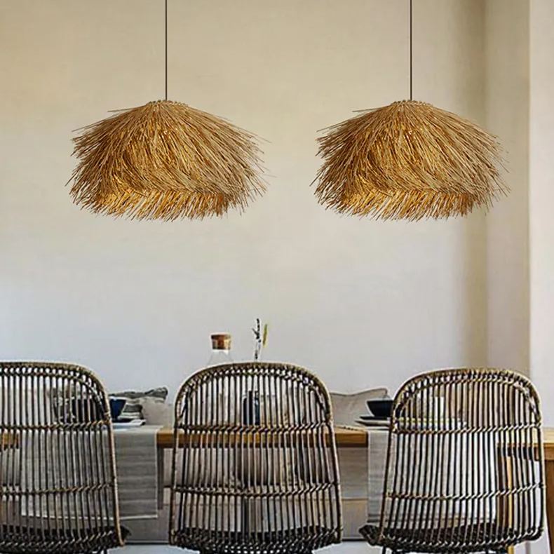 Straw Stack Shaped Rattan Woven Pendant Light