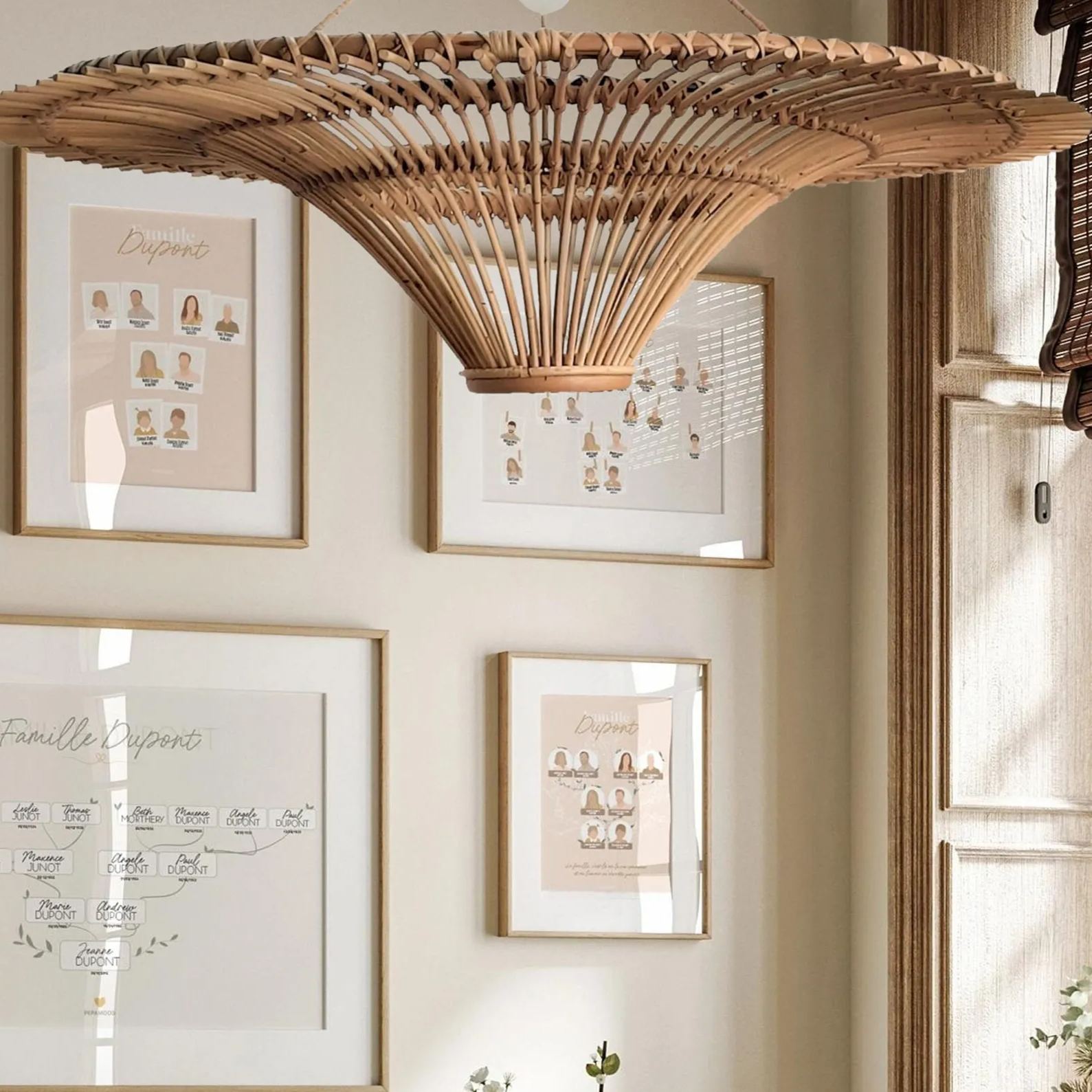 Flying Saucer-Shaped Rattan LED Ceiling Light