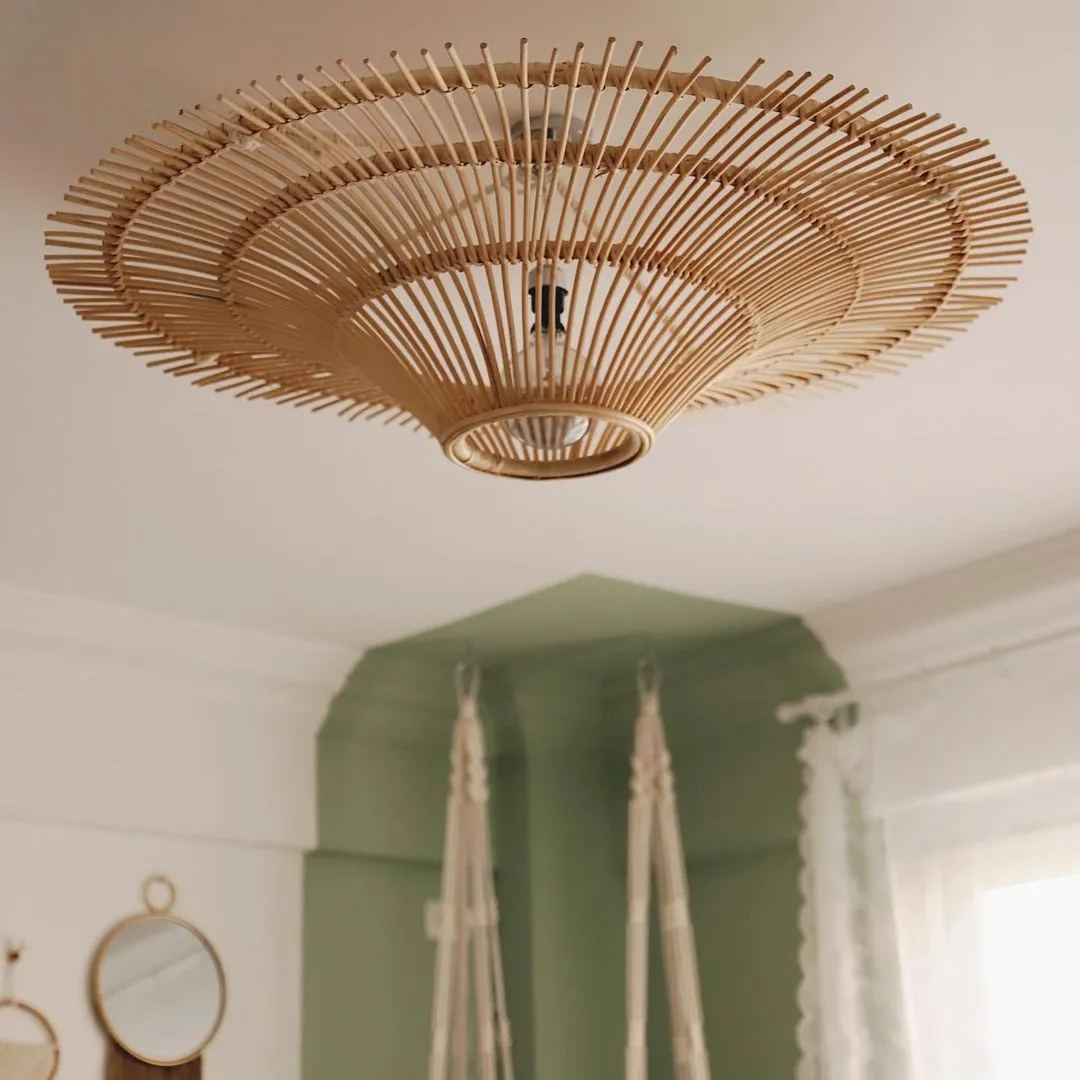 Flying Saucer-Shaped Rattan LED Ceiling Light