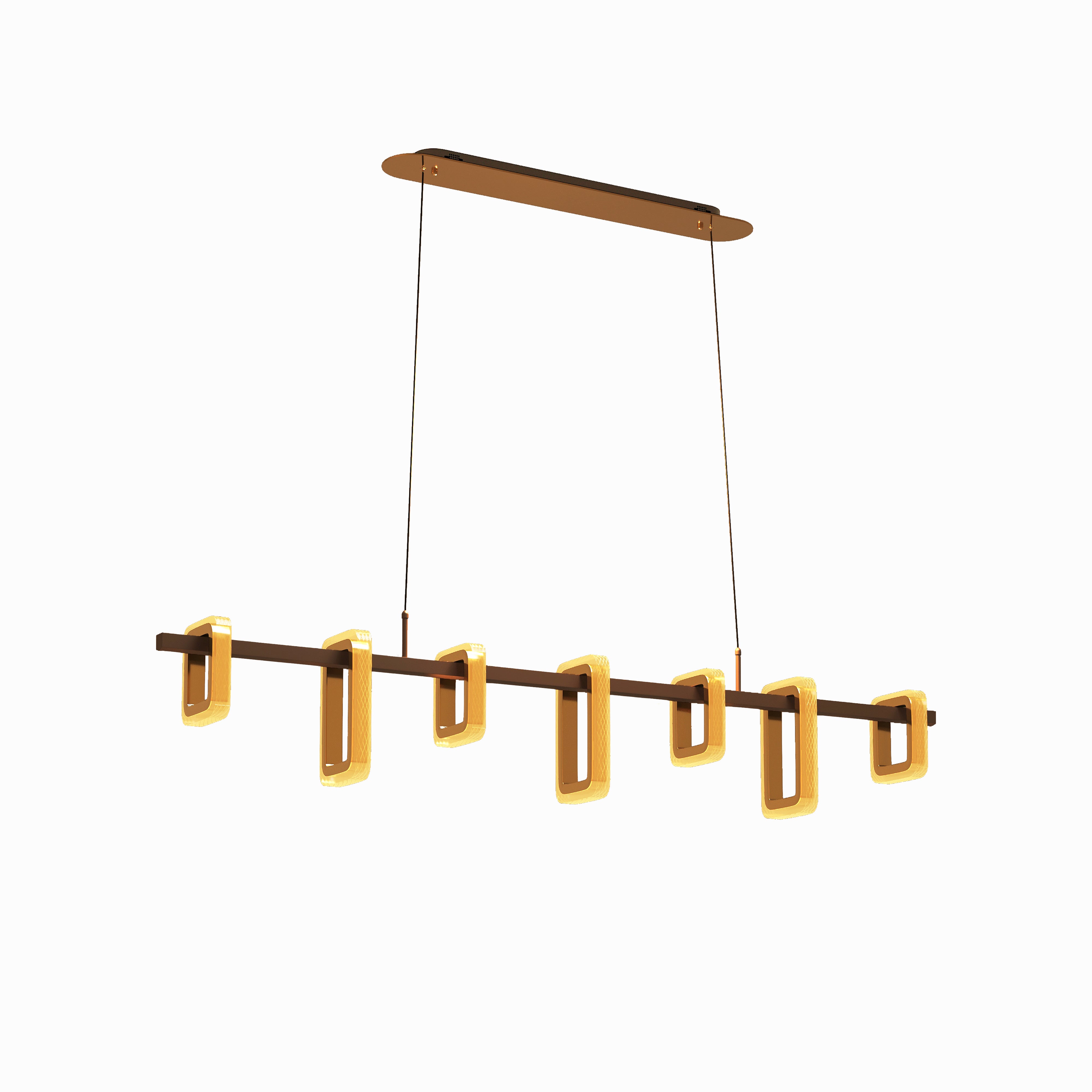 Gold Linear LED Pendant Light with Acrylic Shades