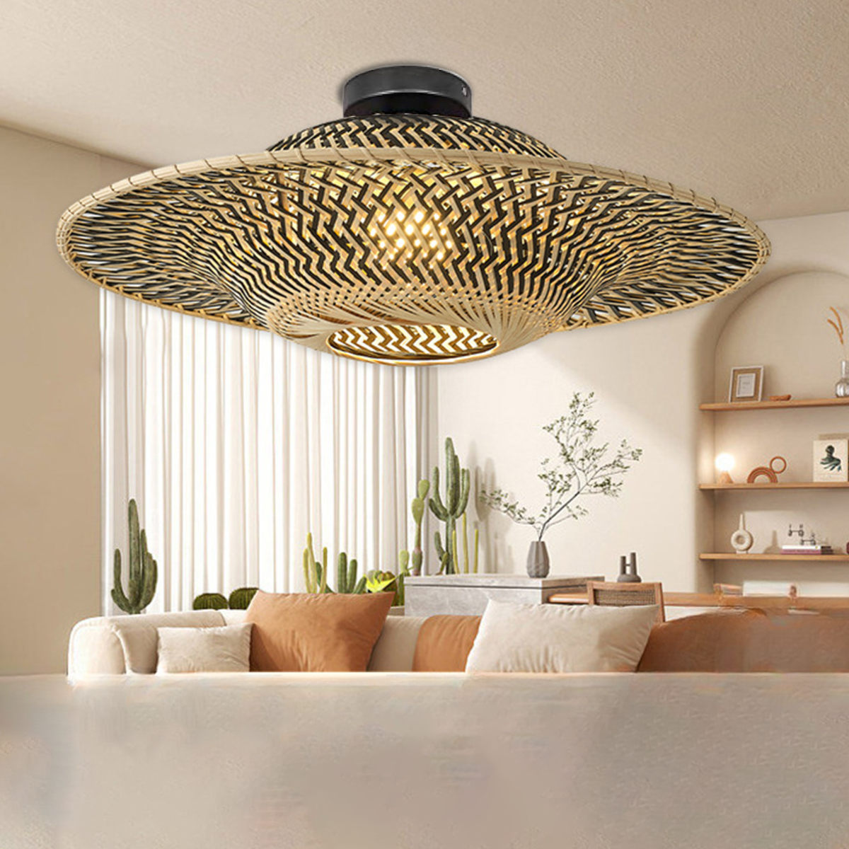 Bamboo Radiance Handwoven LED Ceiling Light