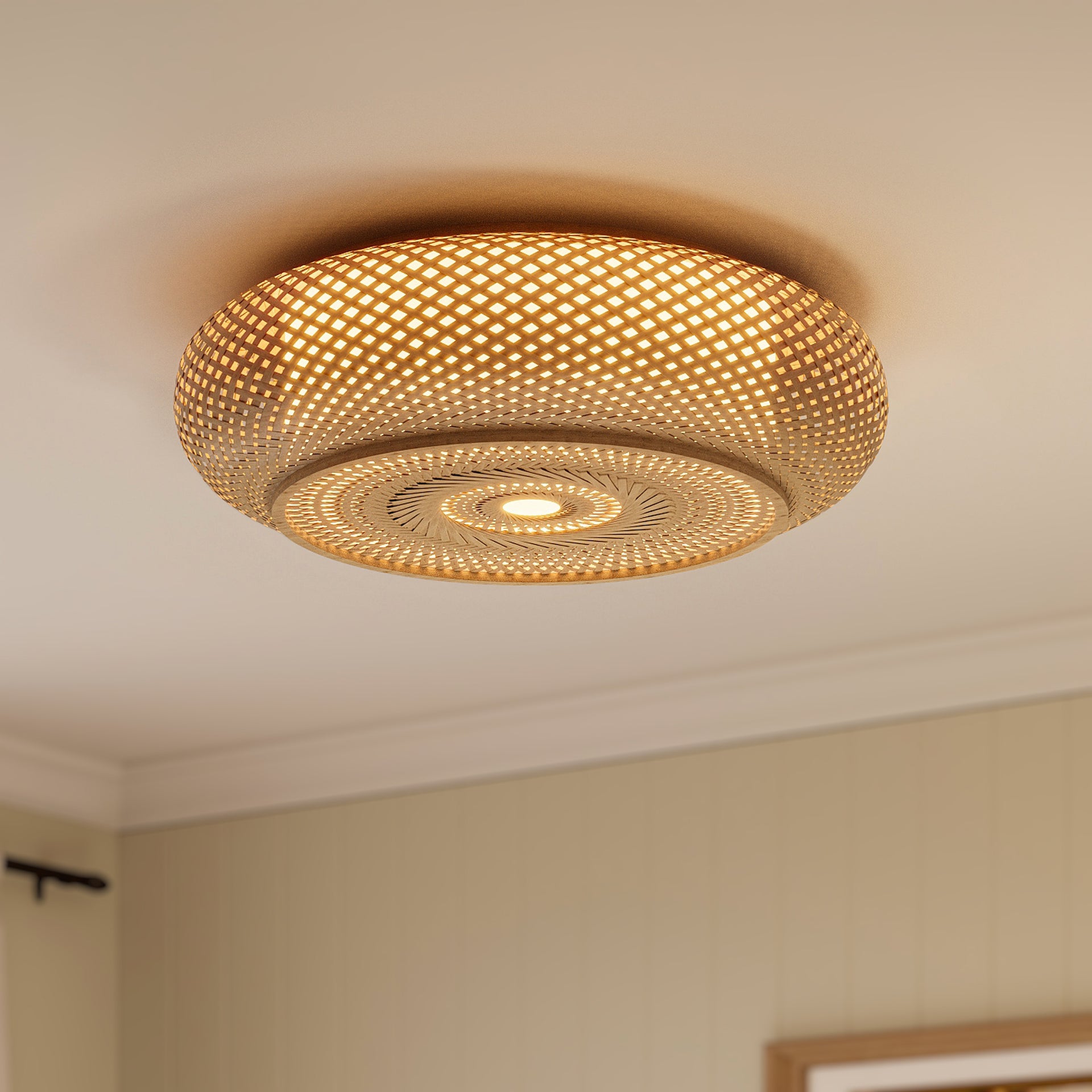Lutta Bamboo LED Ceiling Light Handwoven Pendant Lighting Dining & Living Room