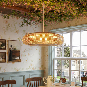 Pendant Light (White Hanging Rope) Lutta-Japanese-Style Bamboo LED Ceiling & Pendant Light pendant light in a dining