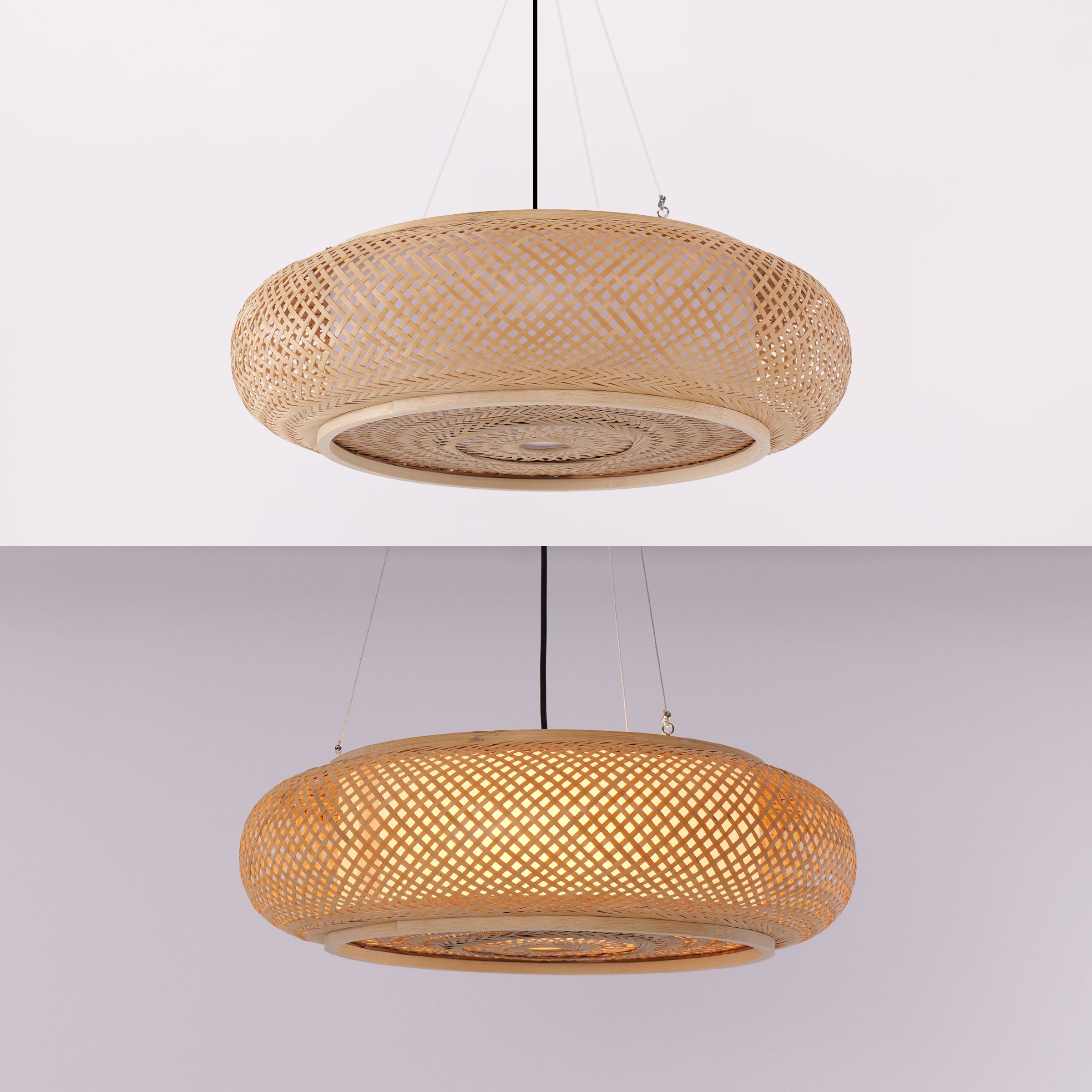 Lutta-Natural Bamboo LED Pendant Light for Kitchen Islands pendant light on white
