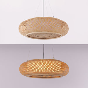 Lutta-Natural Bamboo LED Pendant Light for Kitchen Islands pendant light on white