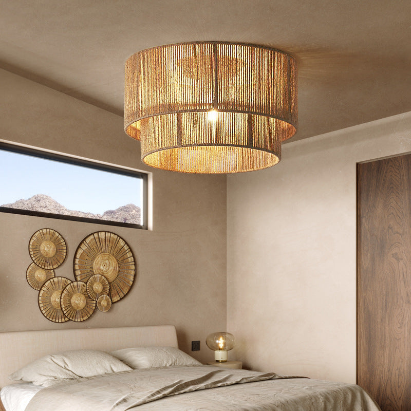 Double Tier Hemp Rope Led Pendant Light