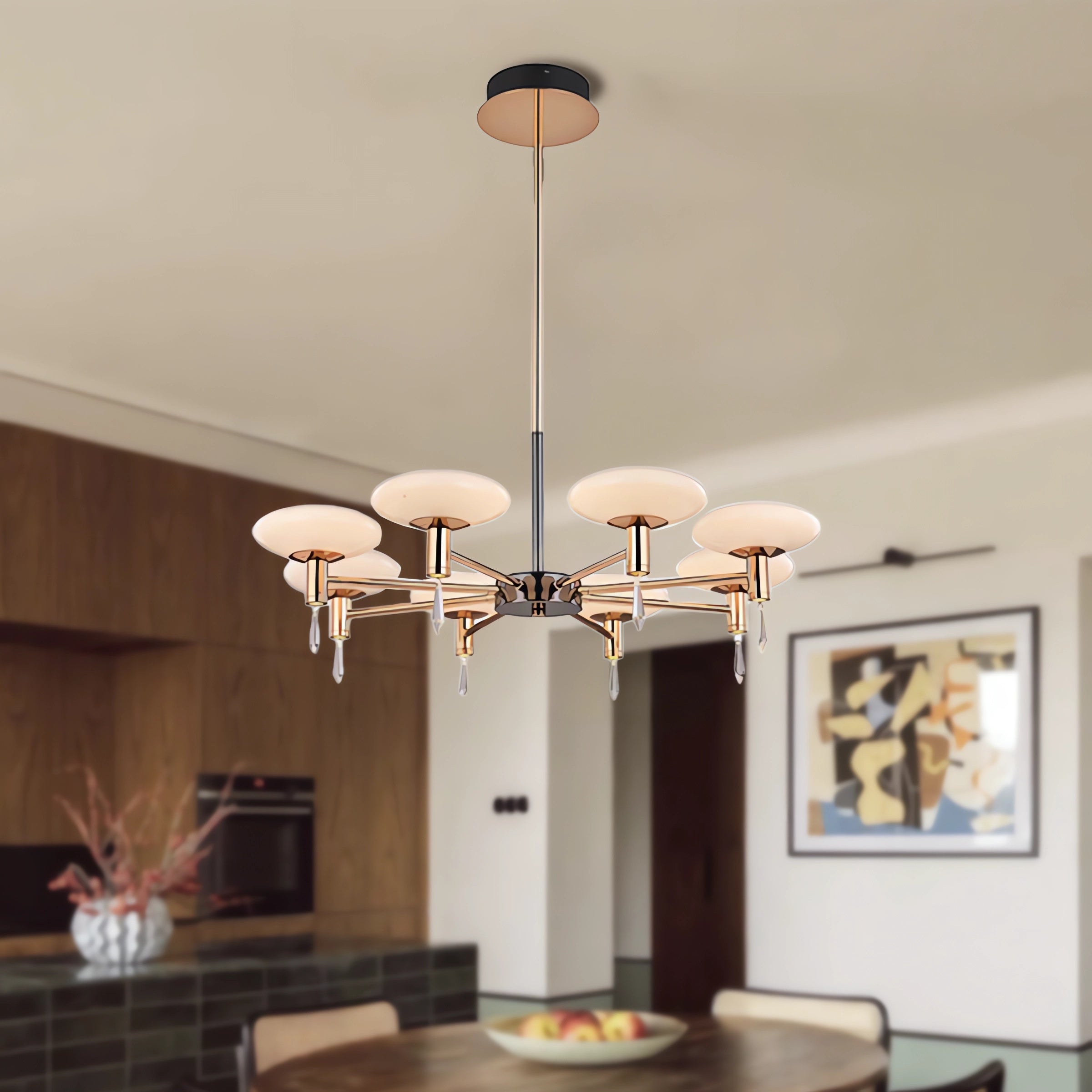 Modern Gold LED Chandelier with Glass Shades