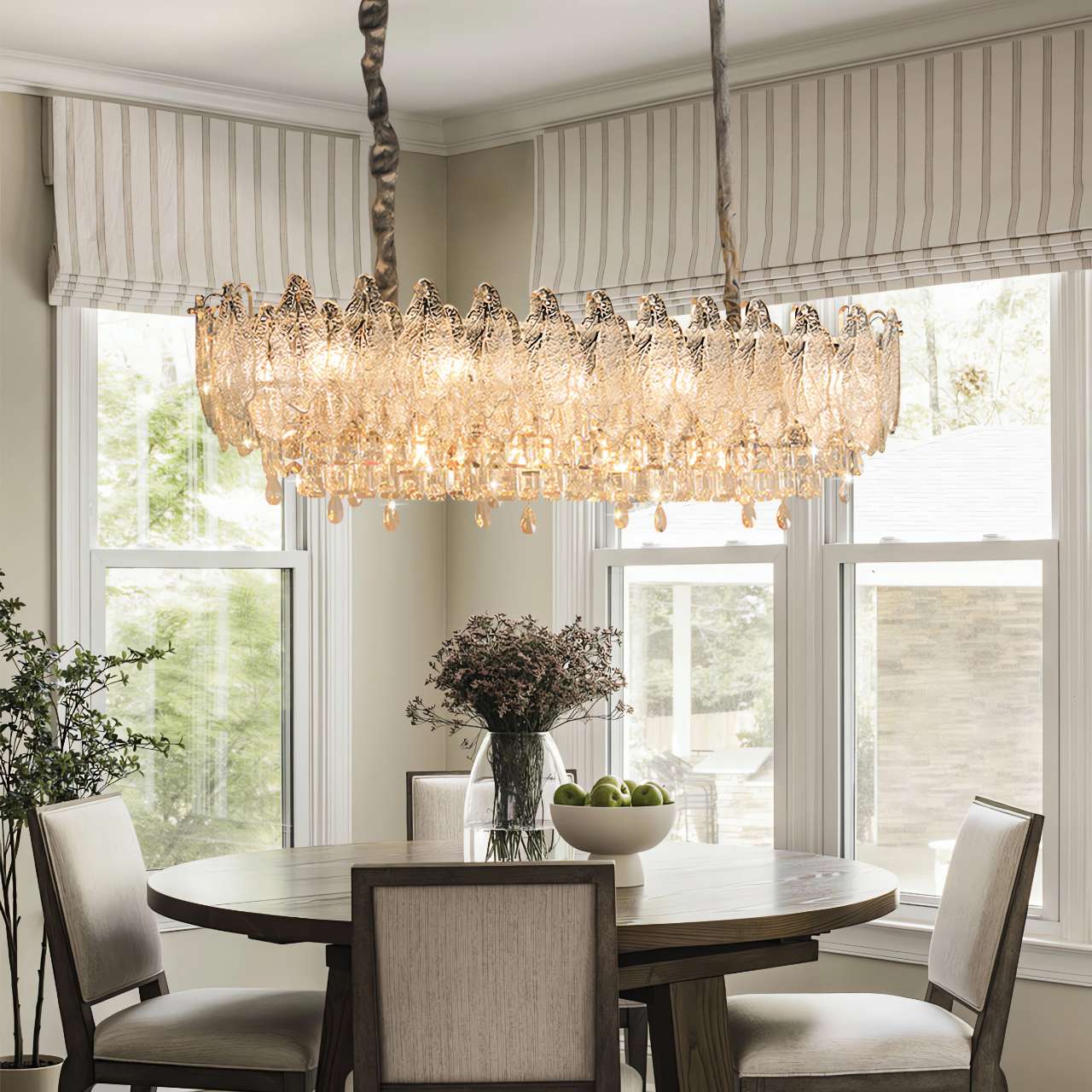 Champagne Gold Crystal Leaf Chandelier