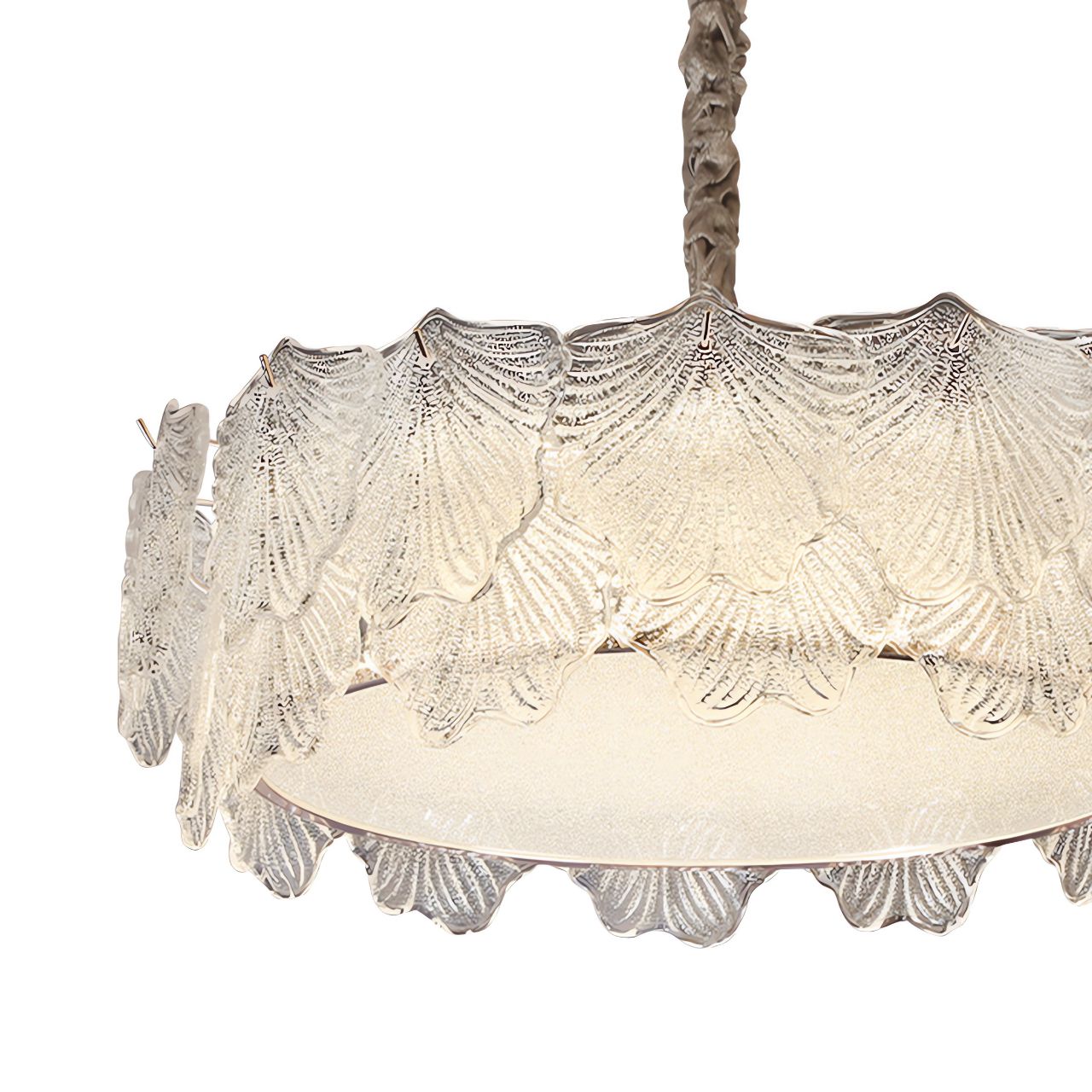 Vintage Leaf Glass Pendant Light with Metal Frame