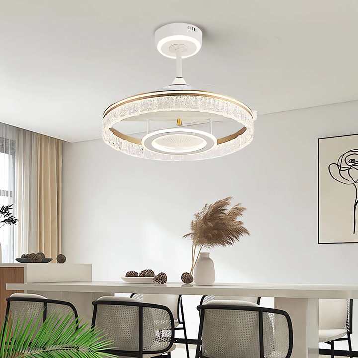 Whisper-Quiet Reversible Acrylic and Metal Ceiling Fan Light