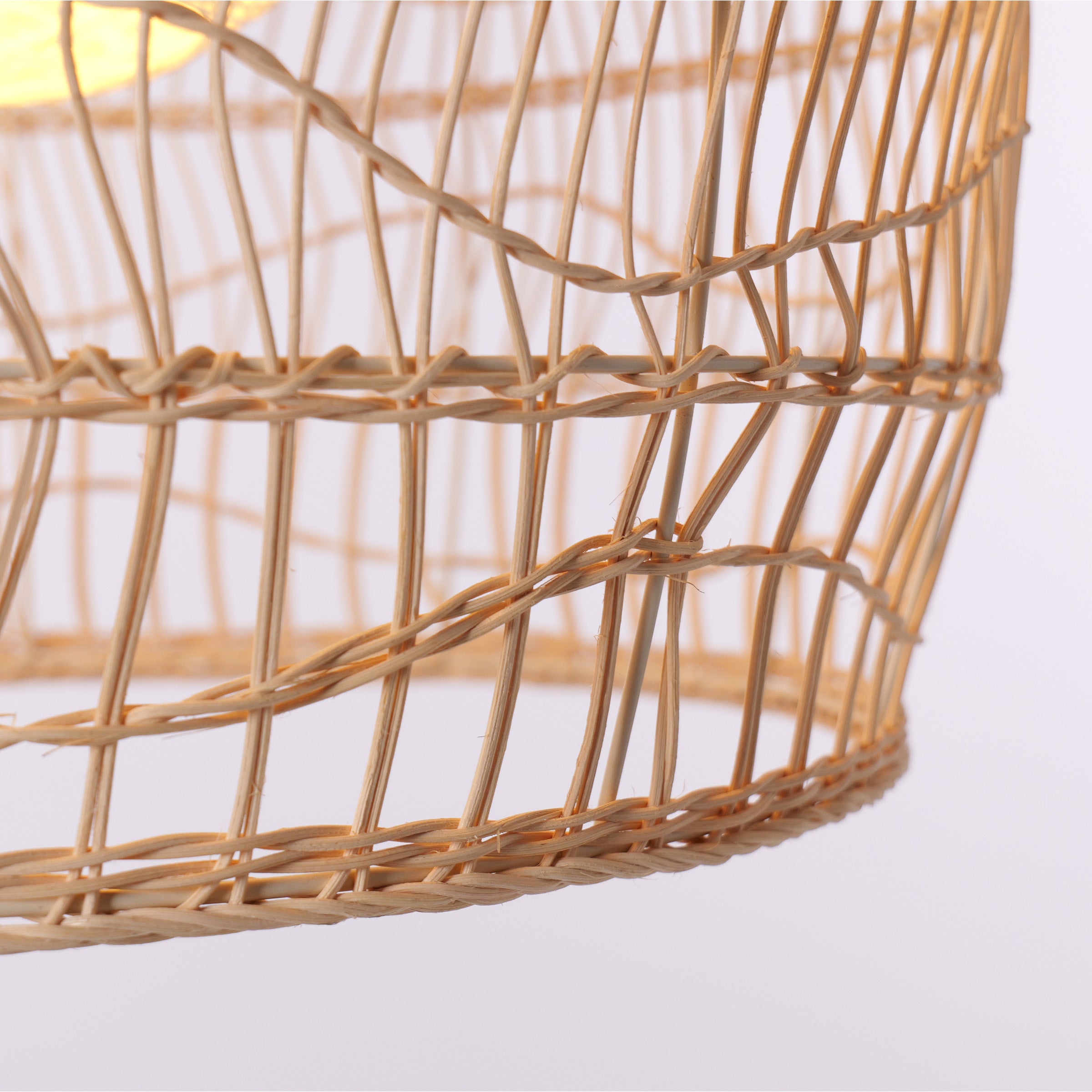Close-up detail of Natural Rattan Pendant Light Handwoven Ceiling Lamp for Kitchen & Dining pendant