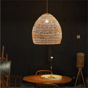Natural Rattan Pendant Light Handwoven Ceiling Lamp for Kitchen & Dining pendant light in a dining room