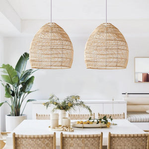 Natural Rattan Pendant Light Handwoven Ceiling Lamp for Kitchen & Dining pendant light in a dining room