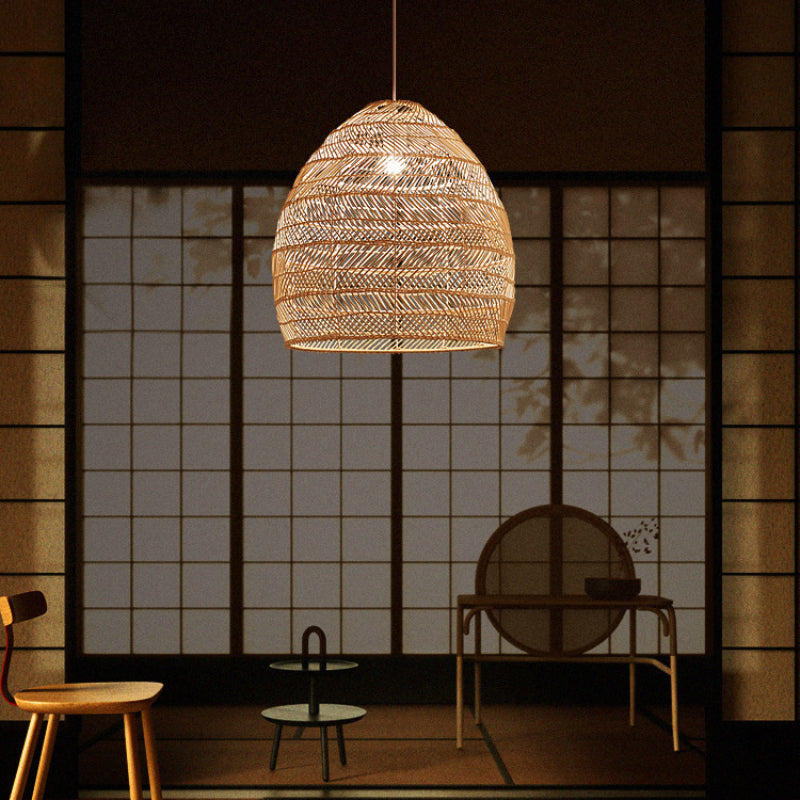 Natural Rattan Pendant Light Handwoven Ceiling Lamp for Kitchen & Dining pendant light in a home interior